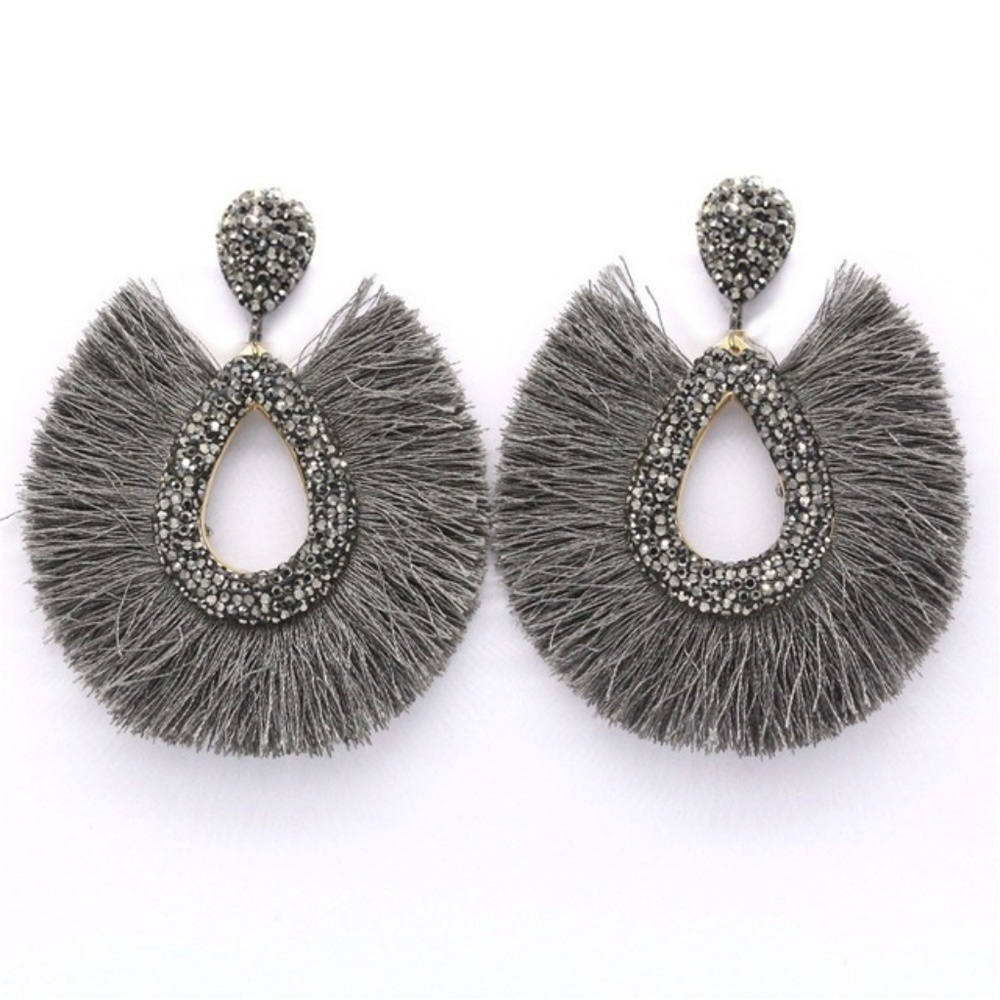 Tassel Crystal Big Fringe Earrings For Women